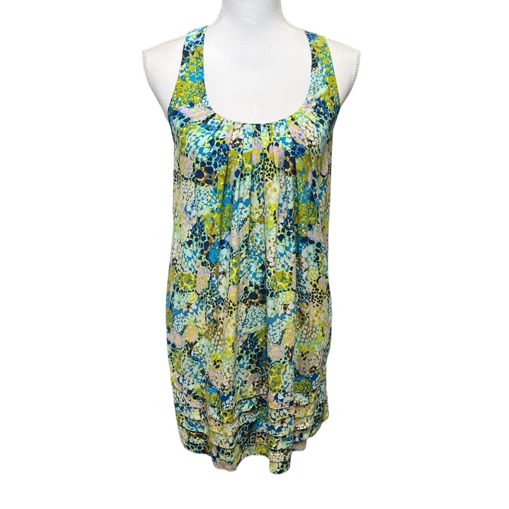 Ali Ro Sleeveless Racerback Flowy Silk Ribbon Front Shift Dress Abstract Size 0